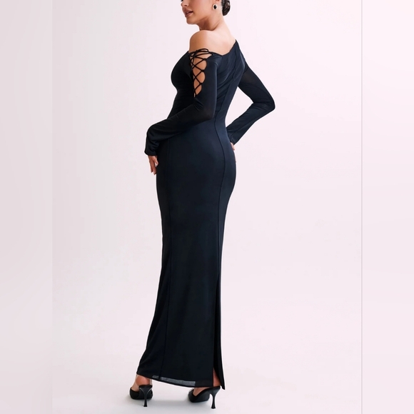 Tie Sleeve Slinky Maxi Dress - Picture 2 of 10